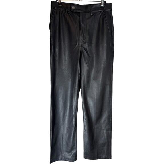 Levi's Premium Math Club Slacks Black Faux Leather High Rise Straight Leg 27 - Picture 5 of 14